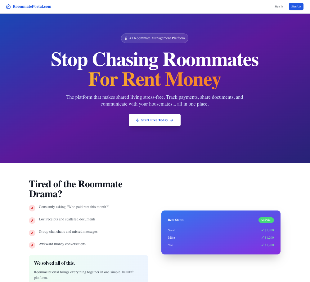 RoommatePortal screenshot 1