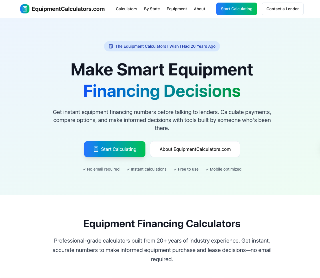 EquipmentCalculators.com screenshot 1